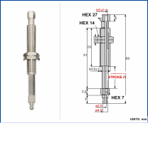 A-PT1-K20-B5-A10 non-rotary mini vacuum cup mount with dimensional drawing