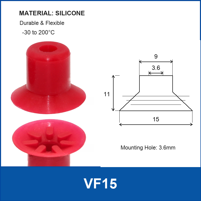VF15 Red Silicone vacuum suction cup or fitting