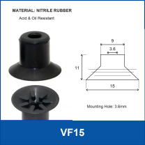 VF15 Black Nitrile Rubber vacuum suction cup or fitting