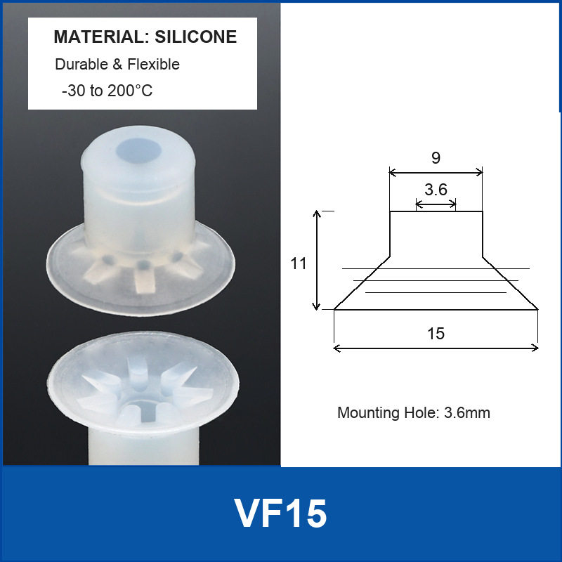 VF15 White Silicone vacuum suction cup or fitting