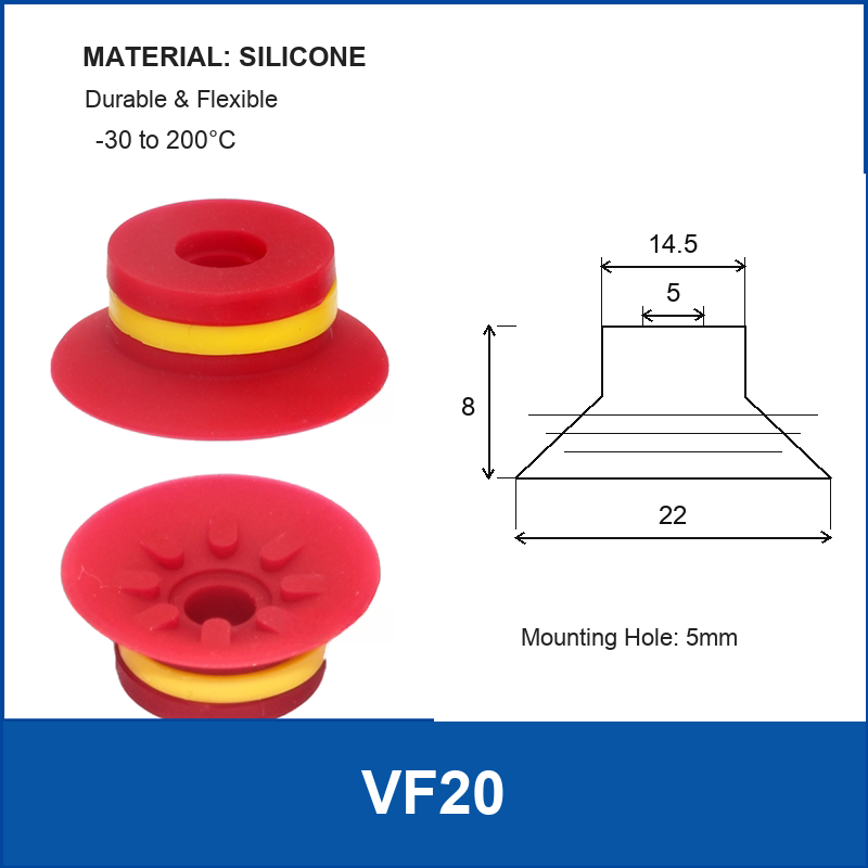 VF20 Red Silicone vacuum suction cup or fitting