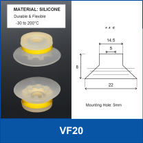 VF20 White Silicone vacuum suction cup or fitting