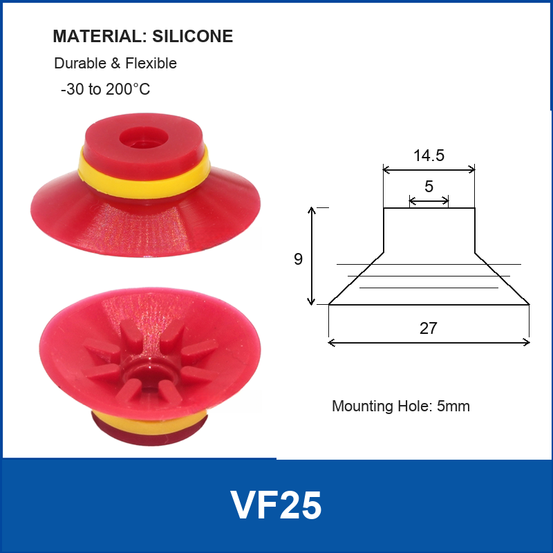VF25 Red Silicone vacuum suction cup or fitting
