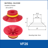 VF25 Red Silicone vacuum suction cup or fitting