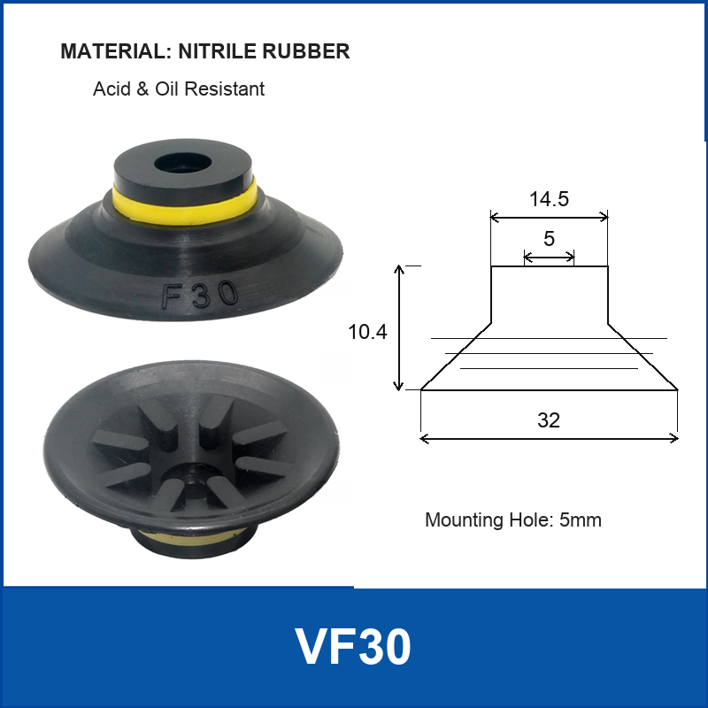 VF30 Black Nitrile Rubber vacuum suction cup or fitting