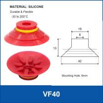 VF40 Red Silicone vacuum suction cup or fitting