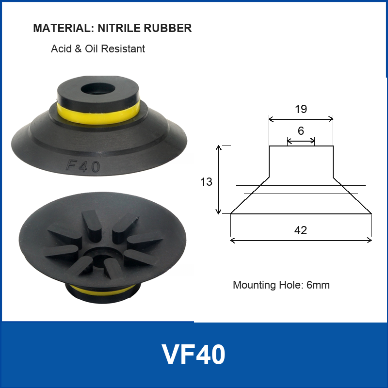 VF40 Black Nitrile Rubber vacuum suction cup or fitting