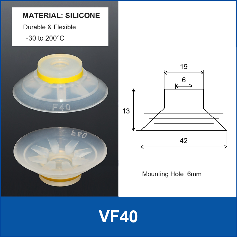 VF40 White Silicone vacuum suction cup or fitting