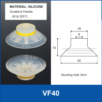 VF40 White Silicone vacuum suction cup or fitting