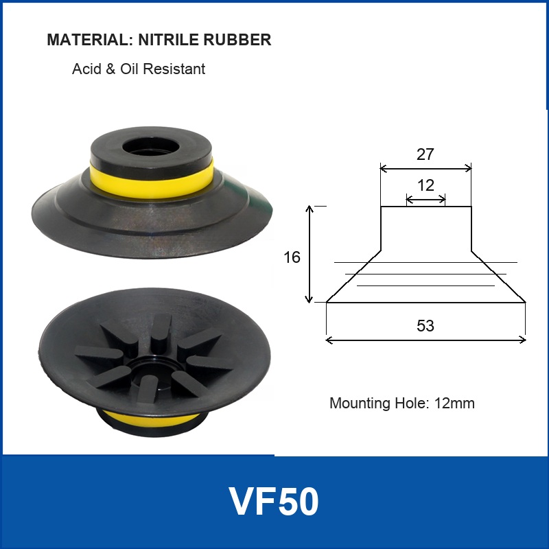 VF50 Black Nitrile Rubber vacuum suction cup or fitting
