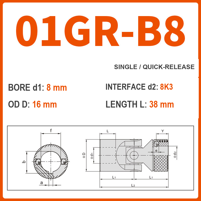 BOLTTE 01GR-8K3 40Cr universal joint coupling dimension drawing