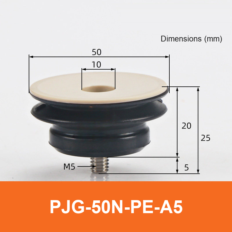 BOLTTE PJG-50N-PE-A5 non-marking vacuum suction cup with black nbr rubber and PE-A5 fitting