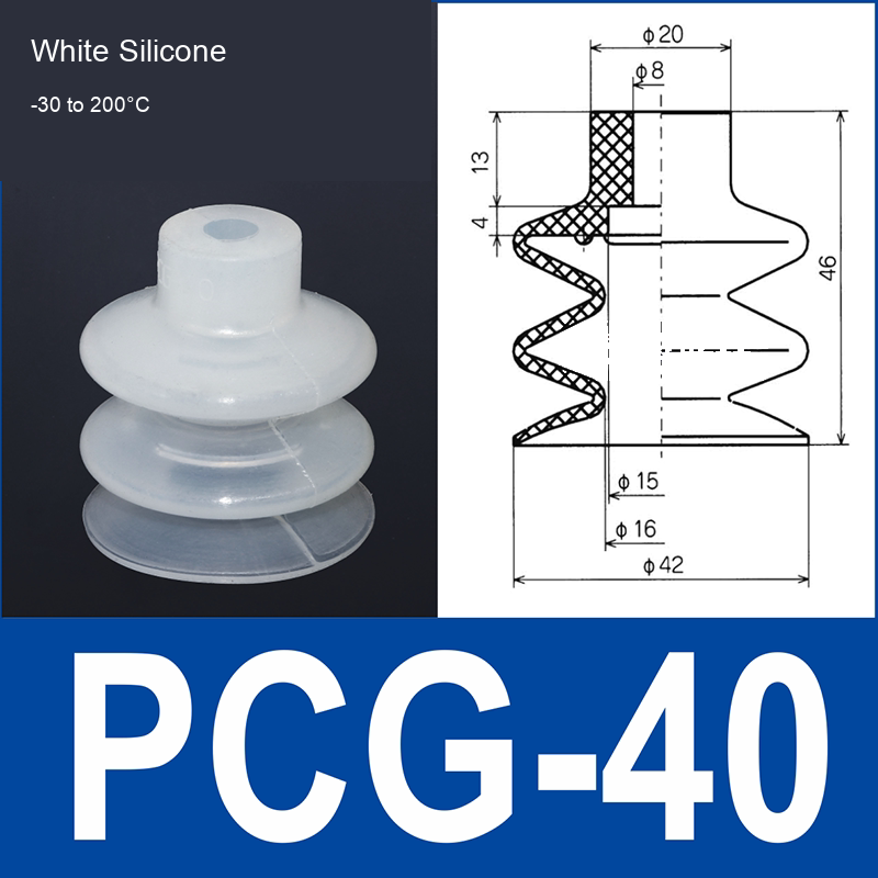 PCG-40-S White Silicone vacuum suction cup or fitting