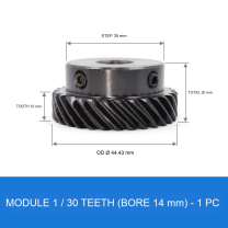 Module 1 / 30T / Bore 14 mm helical gear technical drawing