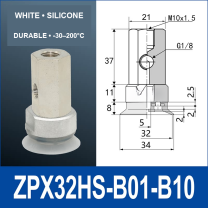ZPX32HS-B01-B10 heavy-duty vacuum cup assembly with product view and dimensional drawing