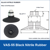 VAS-55 Black Nitrile Rubber vacuum suction cup with technical dimensions