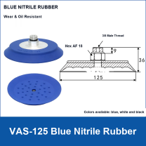 VAS-125 Blue Nitrile Rubber vacuum suction cup with technical dimensions