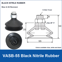 VASB-55 Black Nitrile Rubber vacuum suction cup with technical dimensions