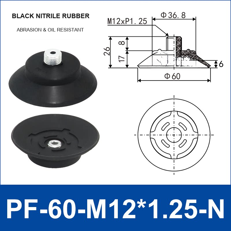 PF-60 80 95 M12x1.25 Vacuum Suction Cups