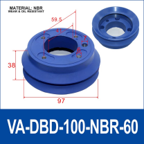 VA-DBD-100-NBR-60 NBR vacuum cup, standard configuration, with product view and dimensional drawing