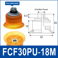 FCF Series Flat Ribbed Polyurethane Vacuum Suction Cups with Fittings