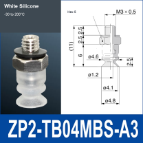ZP2-TB04MBS-A3 White Silicone vacuum suction cup or fitting