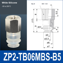 ZP2-TB06MBS-B5 Female Thread White Silicone vacuum suction cup or fitting