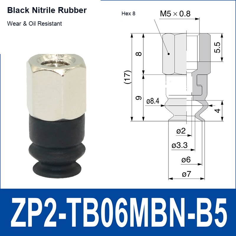 ZP2-TB06MBN-B5 Female Thread Black Nitrile Rubber vacuum suction cup or fitting