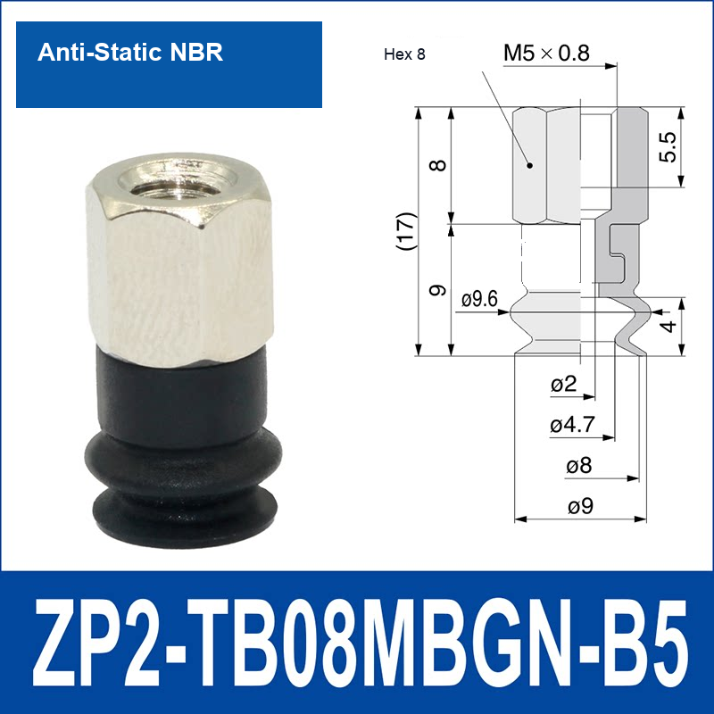 ZP2-TB08MBGN-B5 Female Thread Anti-Static Rubber vacuum suction cup or fitting