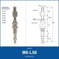 M6-L56 M6 vacuum cup holder with dimensional drawing