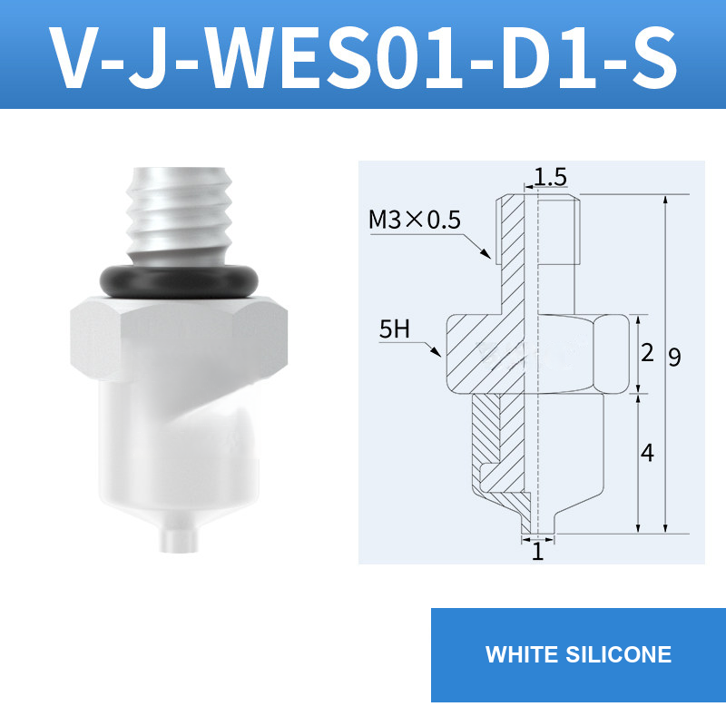 V-J-WES01-D1-S mini vacuum component with model-specific drawing or reference card
