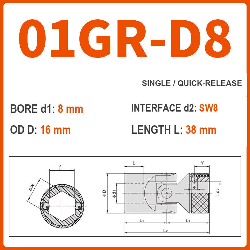 BOLTTE 01GR-SW8 40Cr universal joint coupling dimension drawing