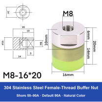 Female Thread M8 – Ø16 × 20 mm, 304 stainless steel polyurethane-coated buffer component