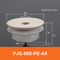 BOLTTE PJG-50S-PE-A5 non-marking vacuum suction cup with white silicone rubber and PE-A5 fitting