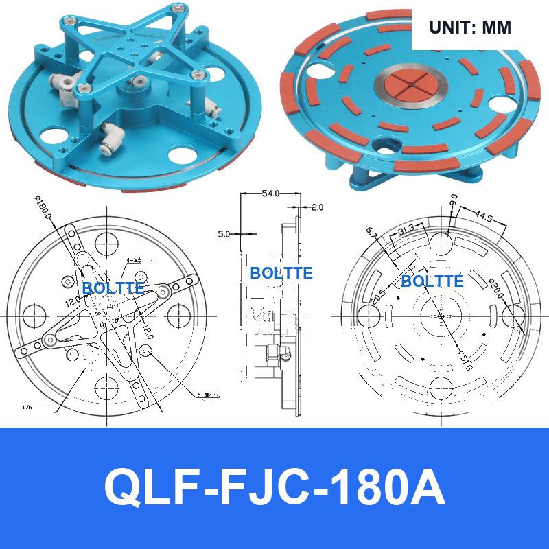 QLF-FJC-180A, Bernoulli non-contact vacuum cup or fitting with technical dimensions