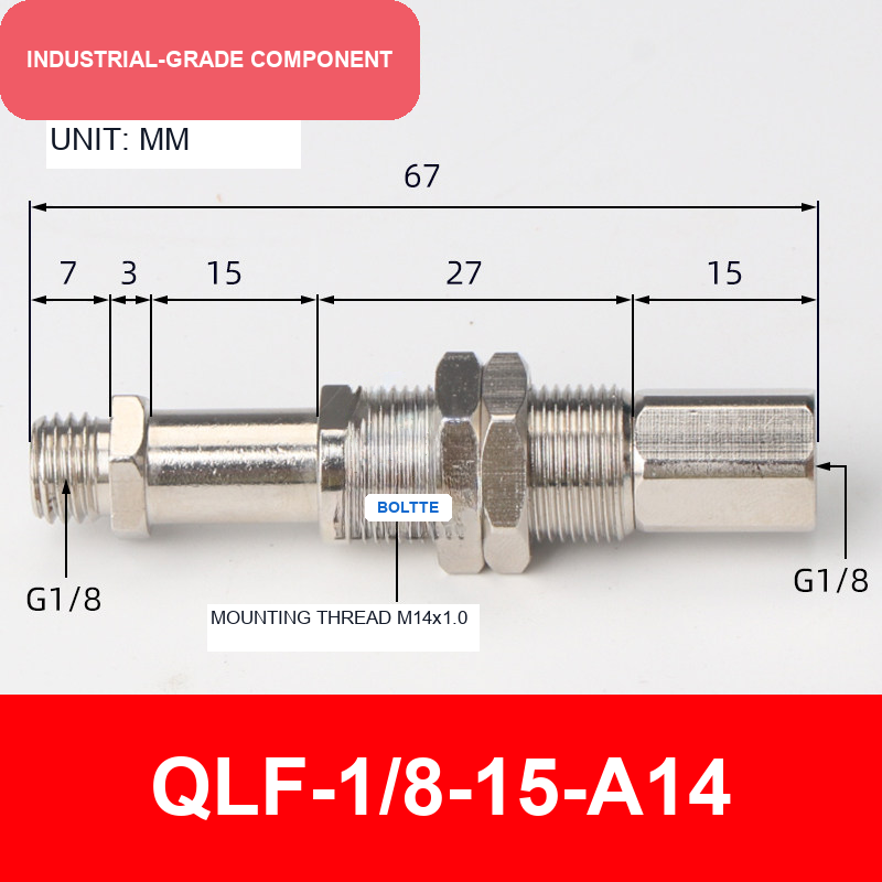 QLF-1/8-15-A14, Bernoulli non-contact vacuum cup or fitting with technical dimensions
