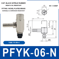 PFYK Side-Port Vacuum Cup Assemblies — 5–50 mm