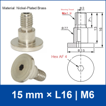 15-L16-M6 vacuum cup mounting adapter, 15 mm by L16 dimensions, M6 thread, with technical drawing