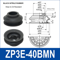 ZP3E-40BMN Black Nitrile Rubber heavy-duty vacuum suction cup and technical dimensions