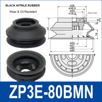 ZP3E-80BMN Black Nitrile Rubber heavy-duty vacuum suction cup and technical dimensions