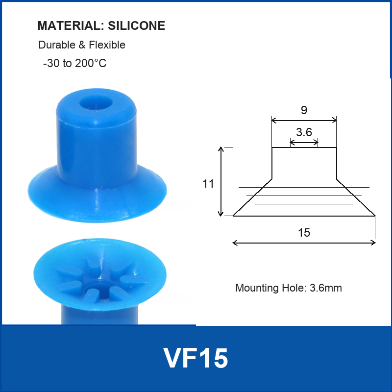 VF15 Blue Silicone vacuum suction cup or fitting