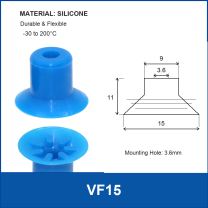VF15 Blue Silicone vacuum suction cup or fitting