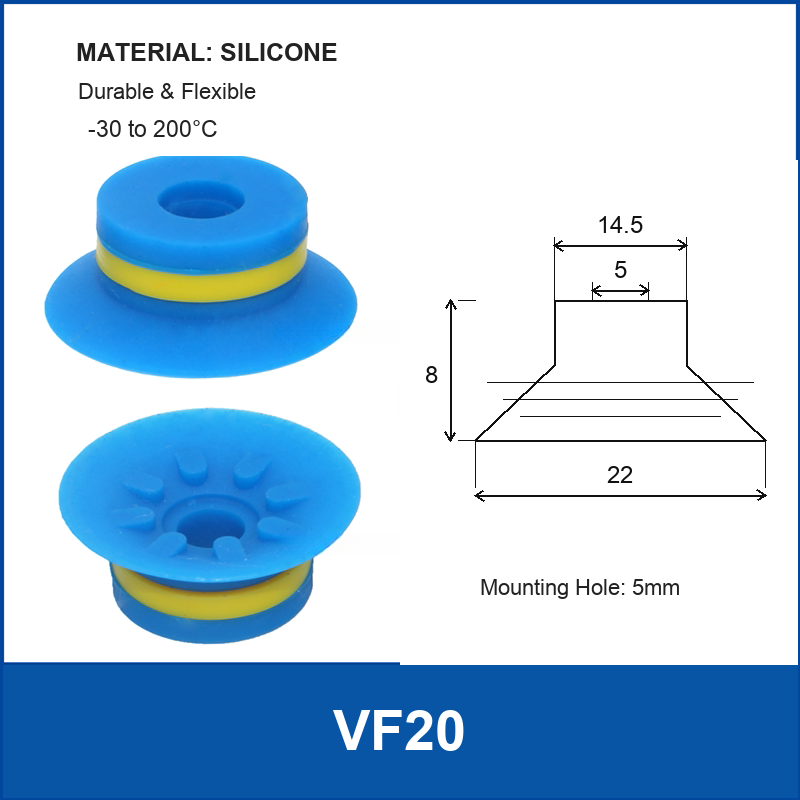 VF20 Blue Silicone vacuum suction cup or fitting