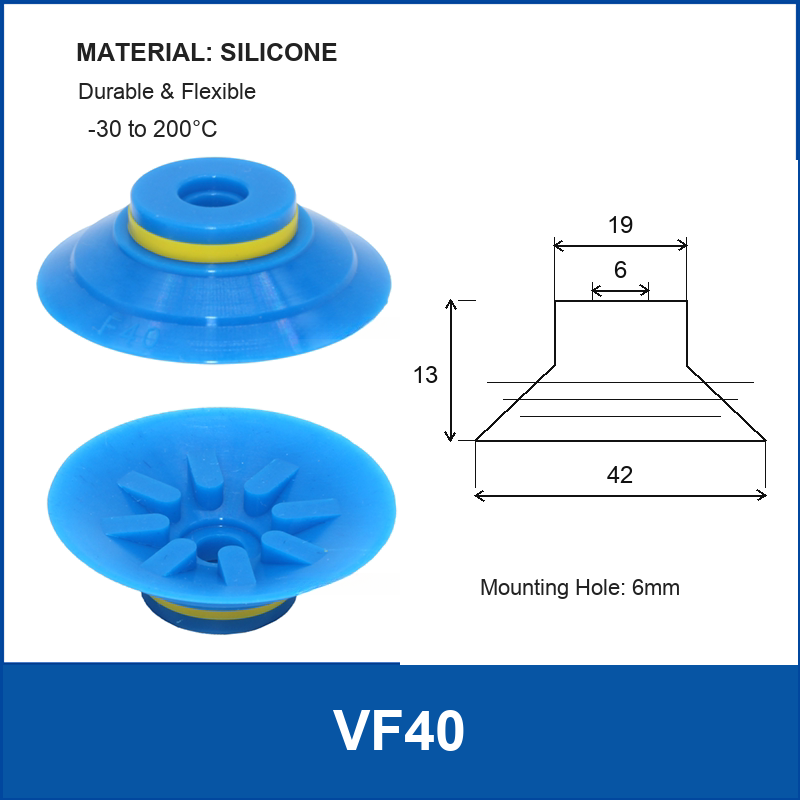 VF40 Blue Silicone vacuum suction cup or fitting
