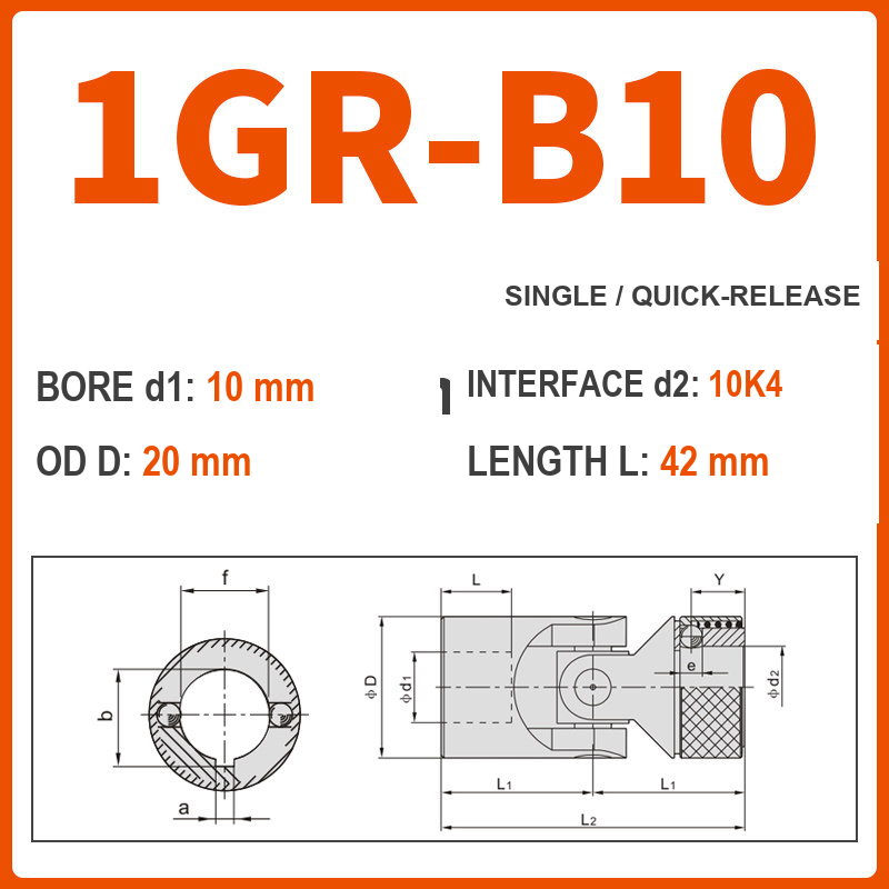BOLTTE 1GR-10K4 40Cr universal joint coupling dimension drawing