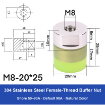 Female Thread M8 – Ø20 × 25 mm, 304 stainless steel polyurethane-coated buffer component