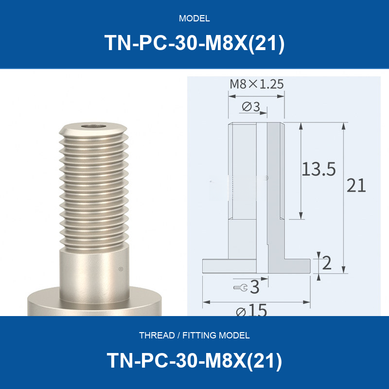 TN-PC-30-M8X(21) threaded vacuum cup mount fitting