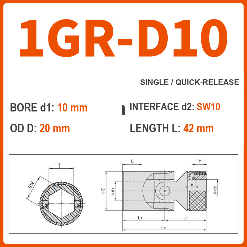 BOLTTE 1GR-SW10 40Cr universal joint coupling dimension drawing