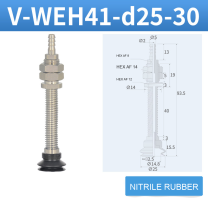 V-WEH41 / V-WEH42 Rear-Port Spring-Loaded Vacuum Cup Assemblies, 6–80 mm-BOLTTE