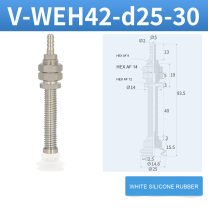 V-WEH41 / V-WEH42 Rear-Port Spring-Loaded Vacuum Cup Assemblies, 6–80 mm-BOLTTE